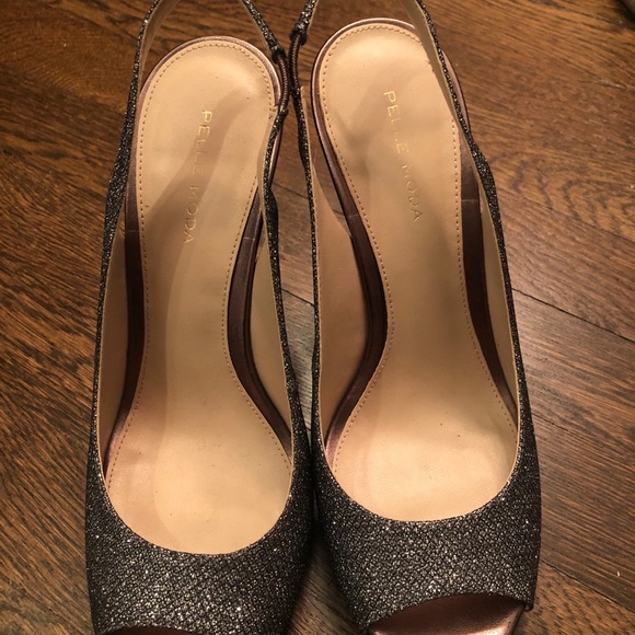 Size 9 Sparkle/ Glitter Silver Pelle Mode Heels - Picture 2 of 9